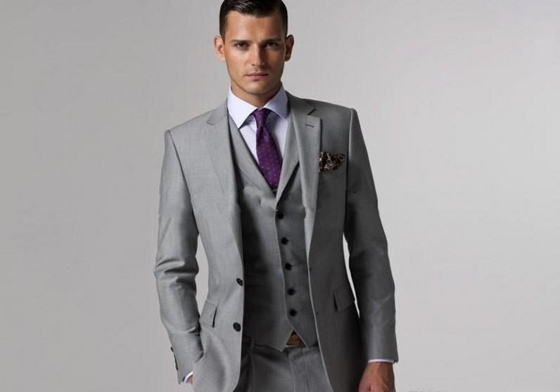 Traditional Fit Grey Blazer With Vest